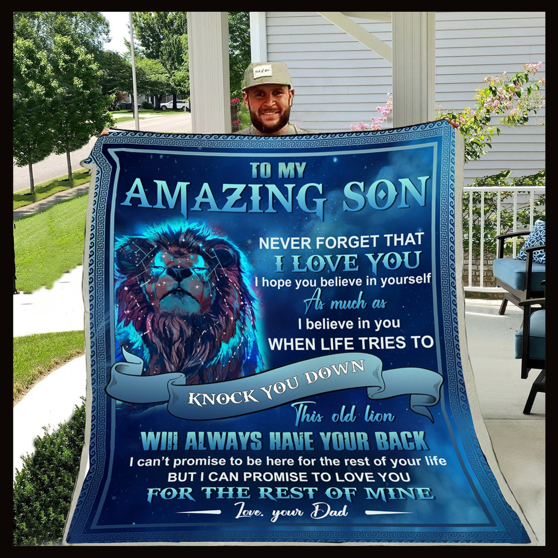 (Xh82) Customizable Lion Blanket – Dad To Son – I Love You