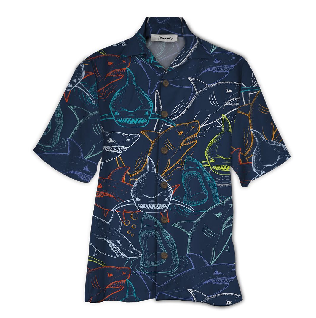 Shark Black Unique Design Unisex Hawaii Shirt For Men And Women Ha24893