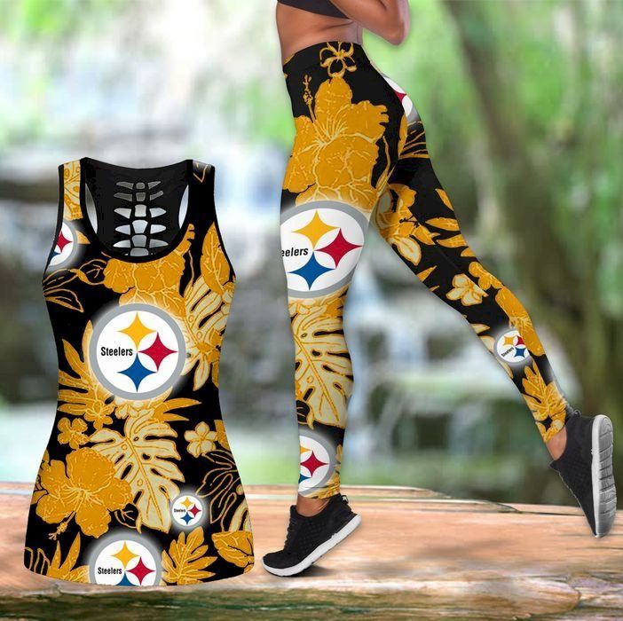 Womens Pittsburgh Steelers Hawaiian Tropical Tank Top And Leggings Set