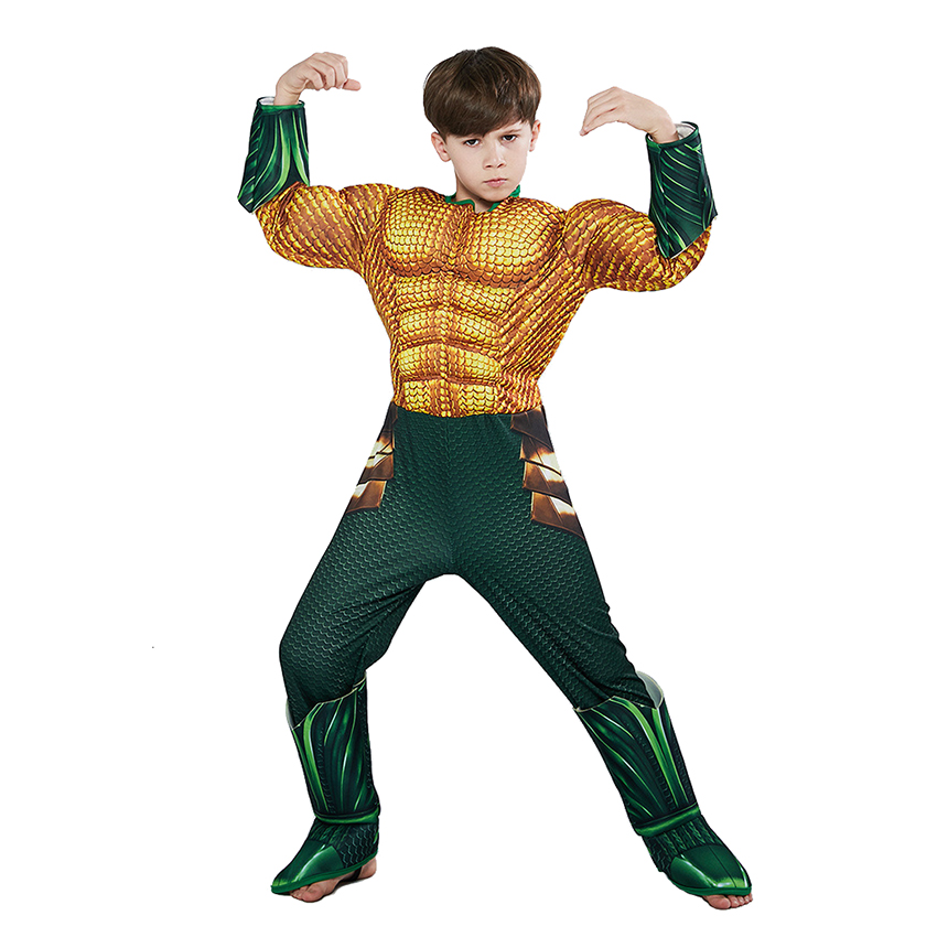 Aquaman Costumes for Kids Halloween Costumes for Kids Boys Muscle Sponge Superhero Costumes Aquama Cosplay Party Dress Jumpsuits alx