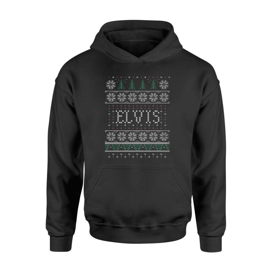 Elvis Ugly Christmas Sweater Pattern Hoodie