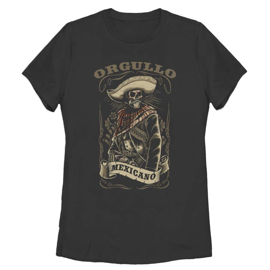 Aztlan Women’s Orgullo Mexicano  T Shirt Black S