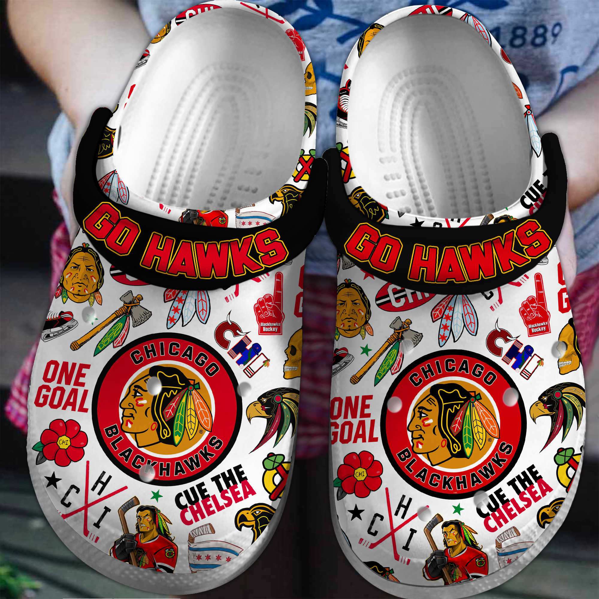 Chicago Blackhawks NHL Sport Crocs Crocband Clogs Shoes Comfortable For Men Women and Kids