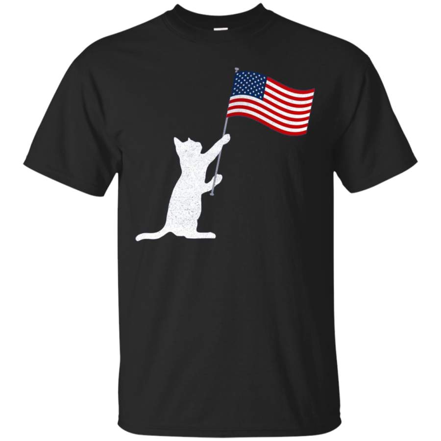 AGR Cute Cat Lover USA Flag Independence Day Long Sleeve T-Shirt