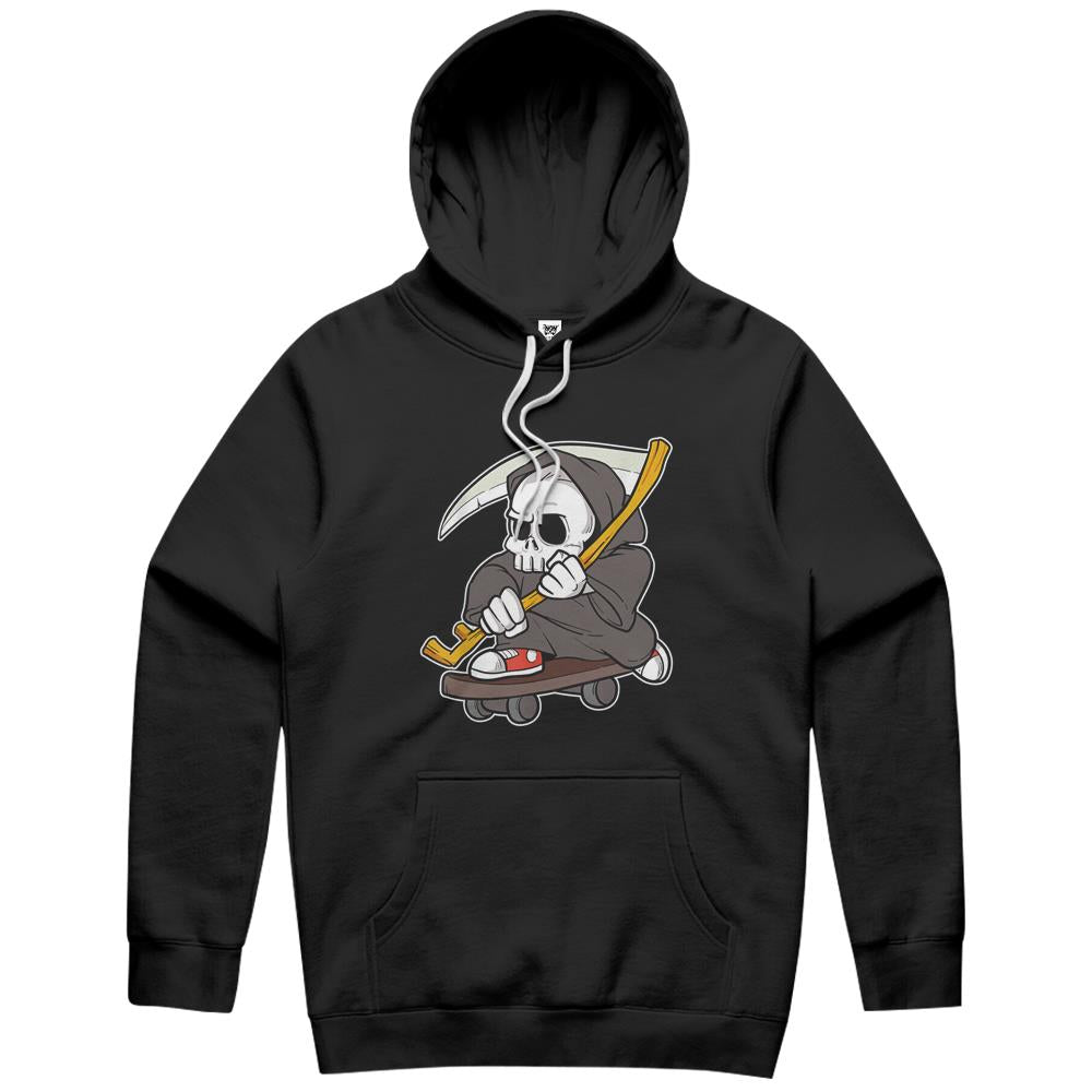 Funny Grim Reaper Skater Skate Or Die Skating Skull Skeleton Hoodie