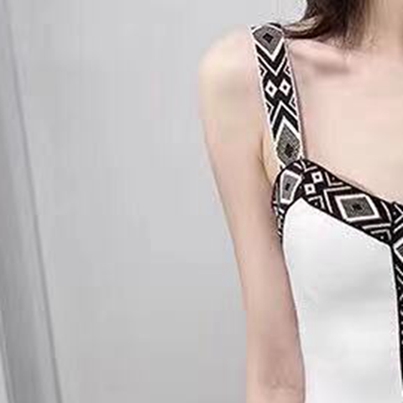 Women Dress 2021 Retro Sling Jacquard Ethnic Knit Sleeveless White Mini Dress alx