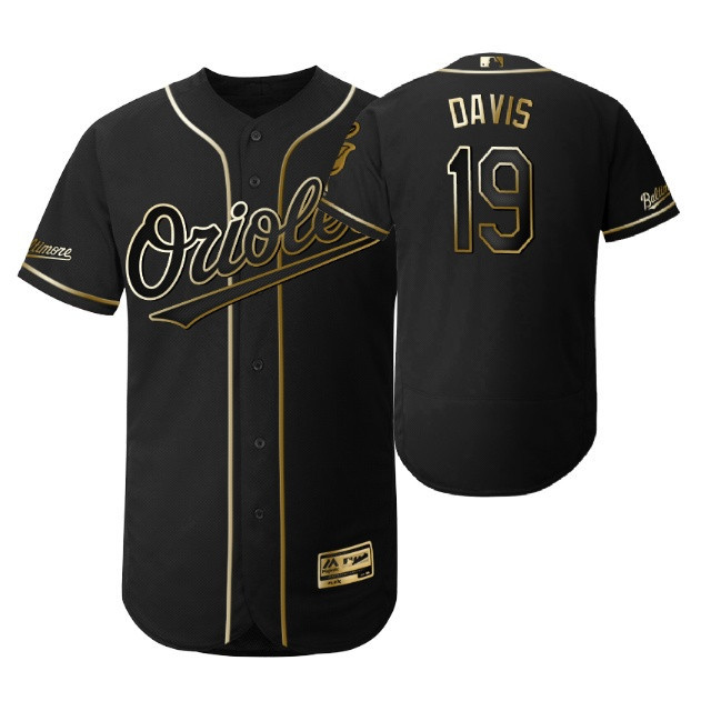 Baltimore Orioles #19 Chris Davis MLB 2019 Golden Brandedition Black Jersey Gift For Orioles Fans