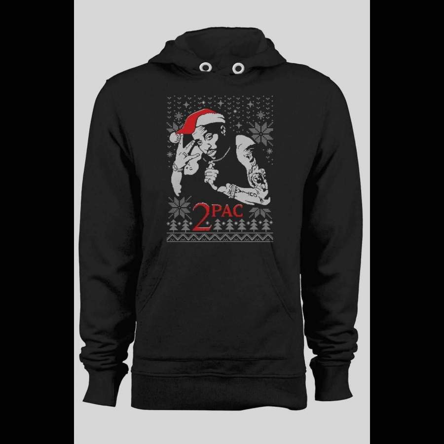 2PAC UGLY CHRISTMAS SWEATER DESIGN WINTER PULL OVER HOODIE