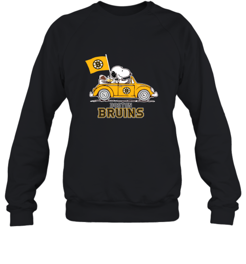 Snoopy And Woodstock Ride The Boston Bruins Car 2D Sweatshirt