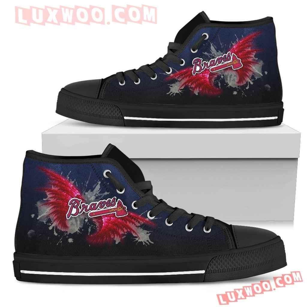 Angle Wings Atlanta Braves High Top Shoes Sport Sneakers