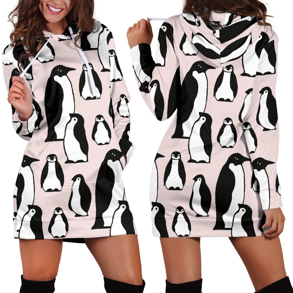 Penguin Pattern Background Women Hoodie Dress