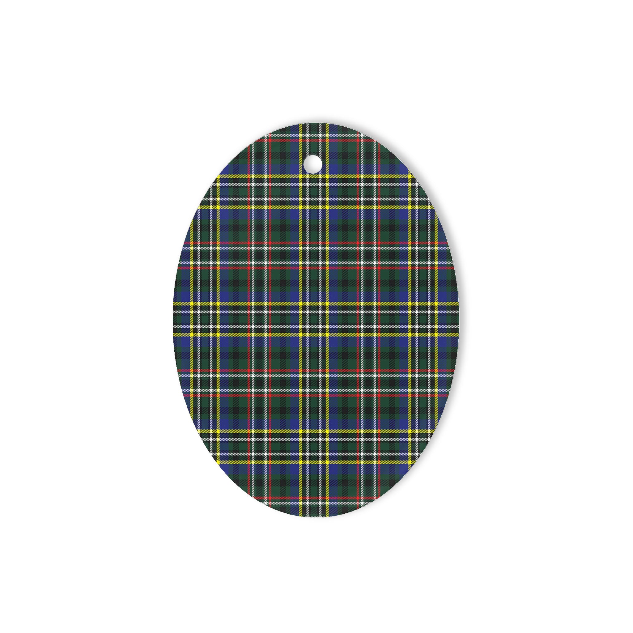 Scott Green Modern Tartan Oval Ornaments, Christmas Tree Ornament, Plaid Christmas Ornaments, Ceramic Oval Christmas Tree Decoration