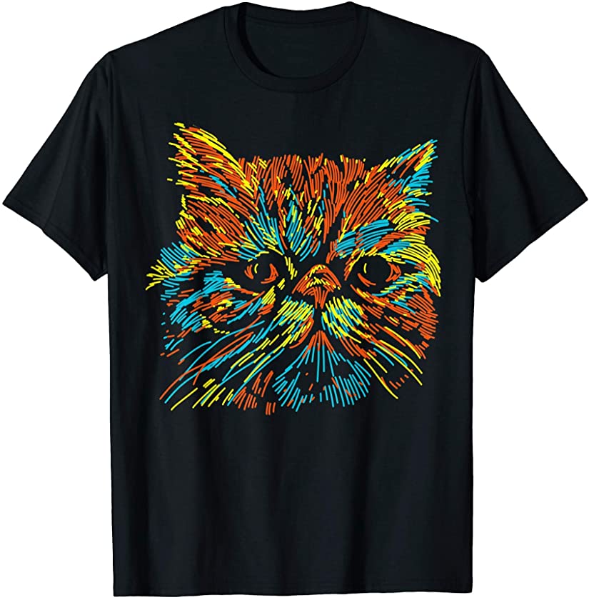 Pop Art Cat Lover Tee Cat Mom Kitty Kitten Owner Fan Gift T-Shirt