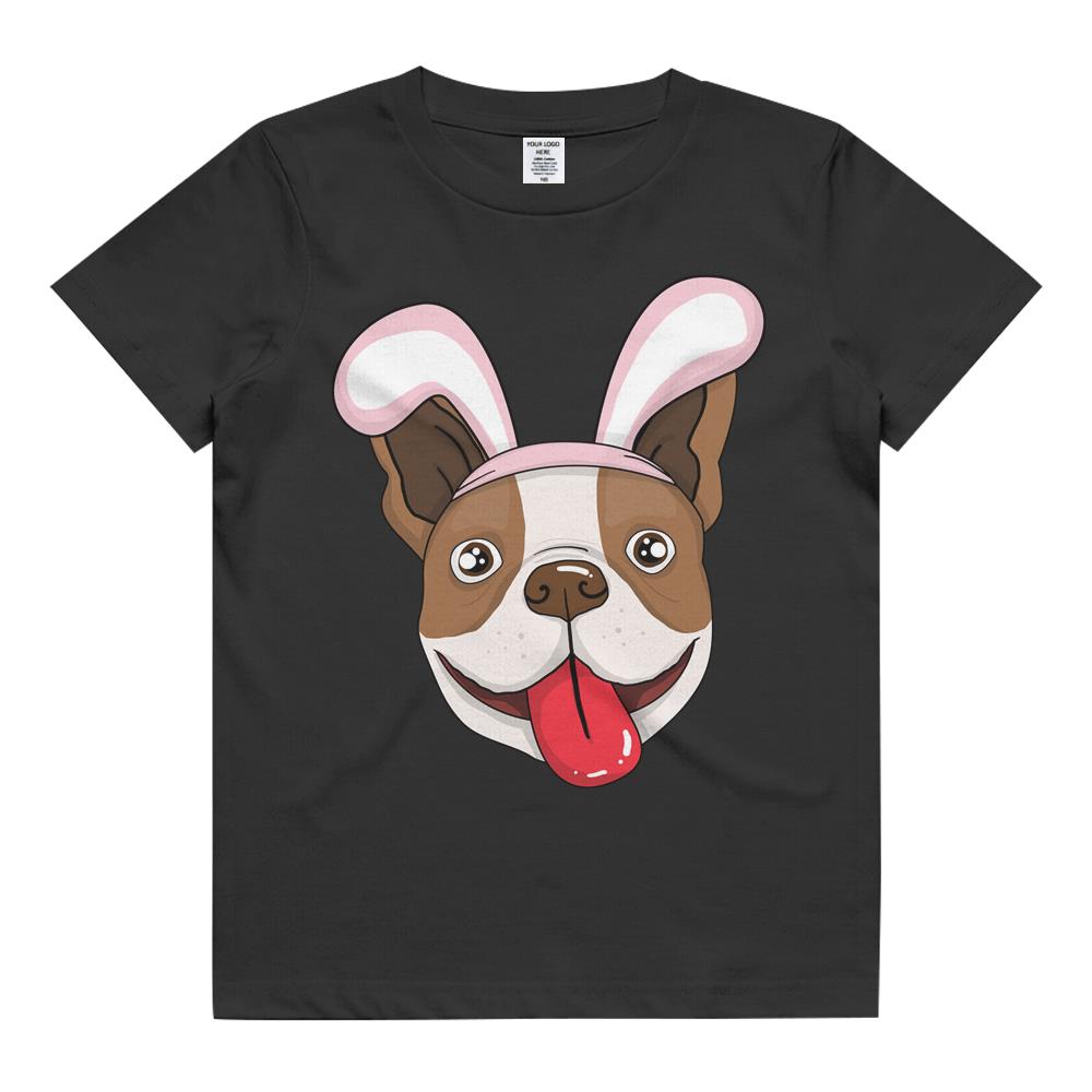 Cute Easter Bulldog Dog Bunny Ears Rabbit Kids T Shirt