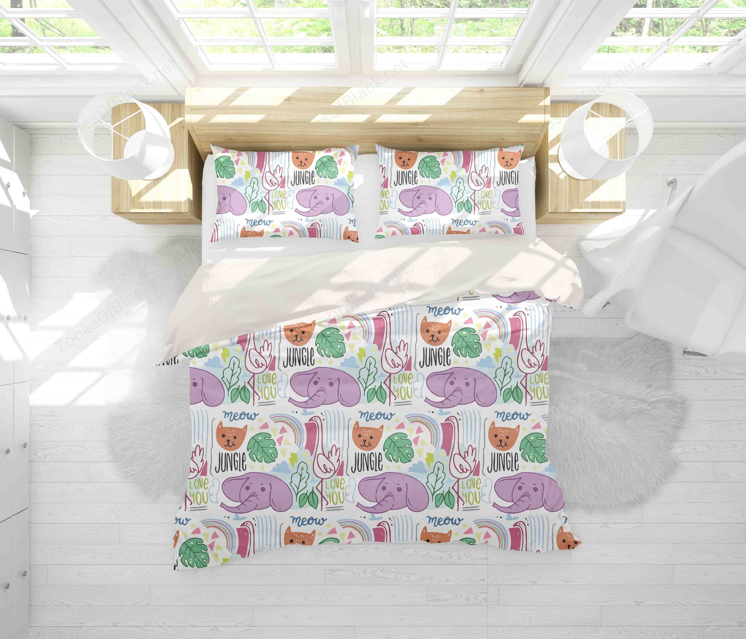 3D Elephant Cat Bedding Set Bedroom Decor