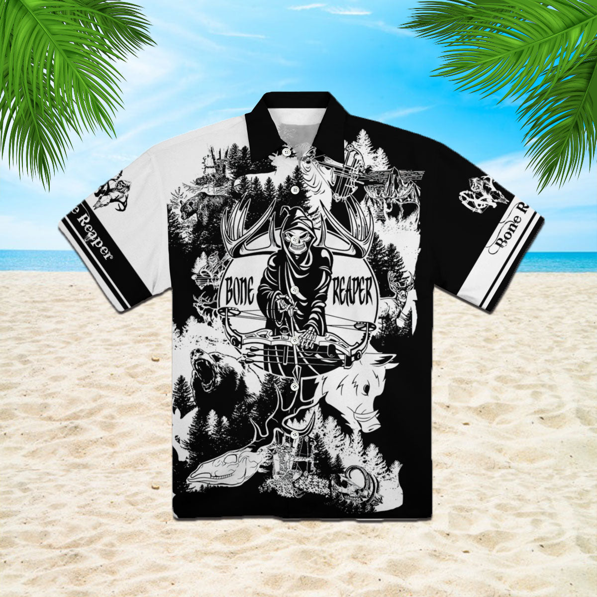 Bone Reaper Black And White Hawaii Shirt For Men Women Ha60201