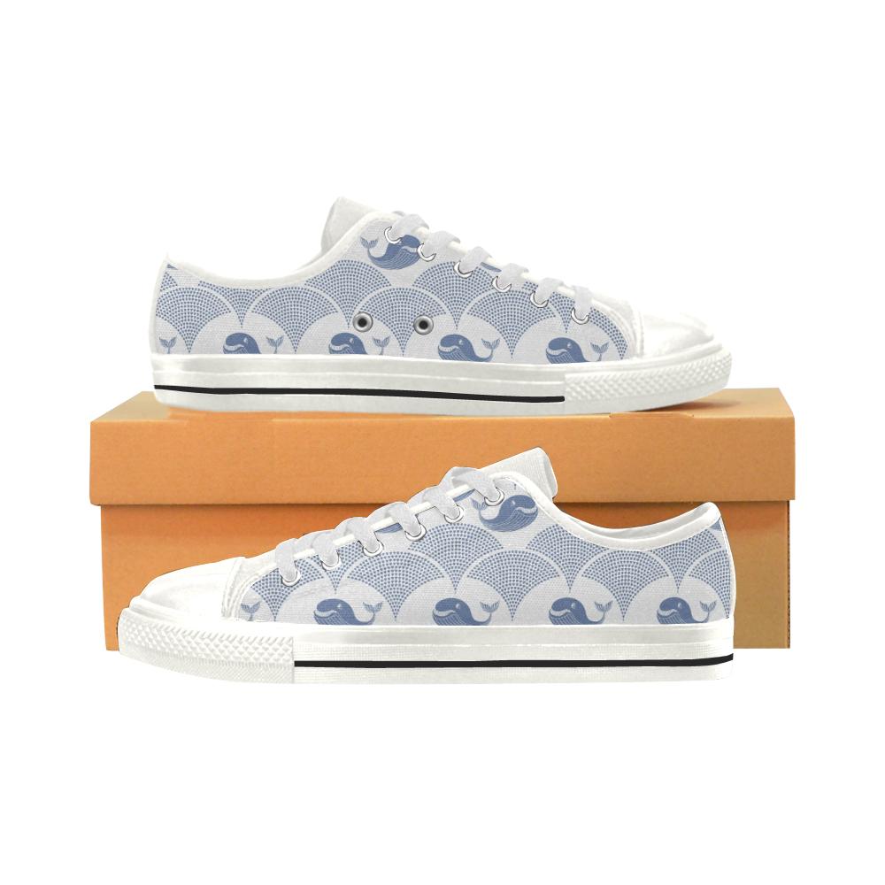 Whale Pattern Women’s Low Top Shoes White