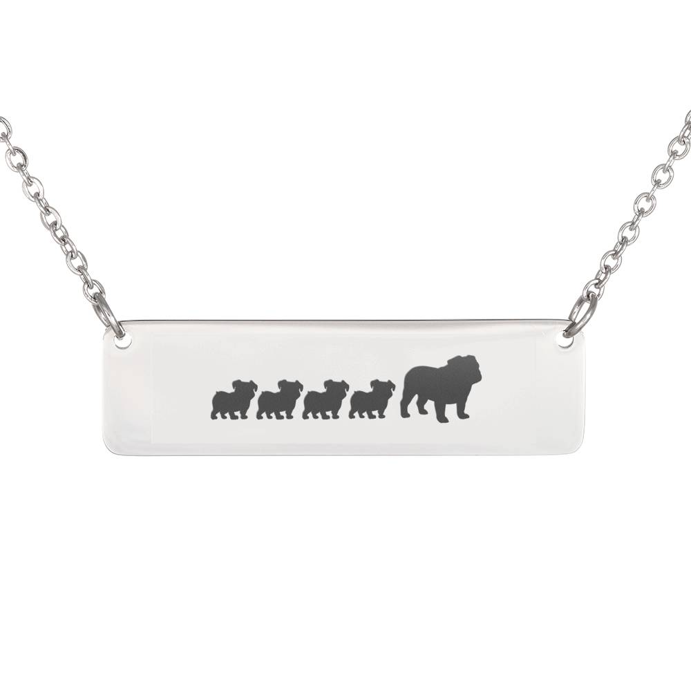 Personalized Mama Bulldog + 4 Baby Bulldog-Necklace