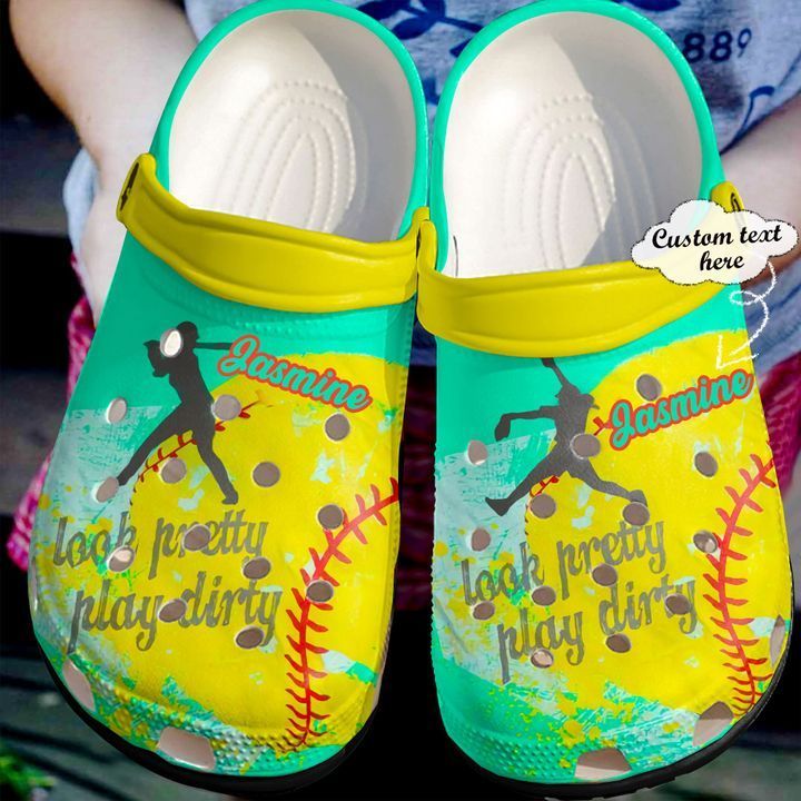 Softball Personalized Look Pretty Play Dirty Sku 2324 Clogs Clog Shoes