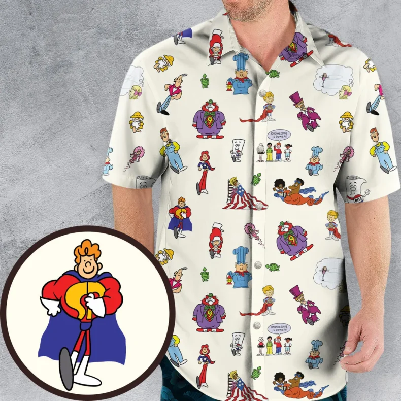 Schoolhouse Rock Characters Hawaiian Shirt