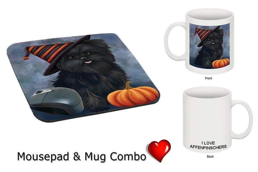 Christmas Happy Holidays Affenpinscher Puppy Wearing Witch Hat Mug & Mousepad Combo Gift Set Mmcg0602