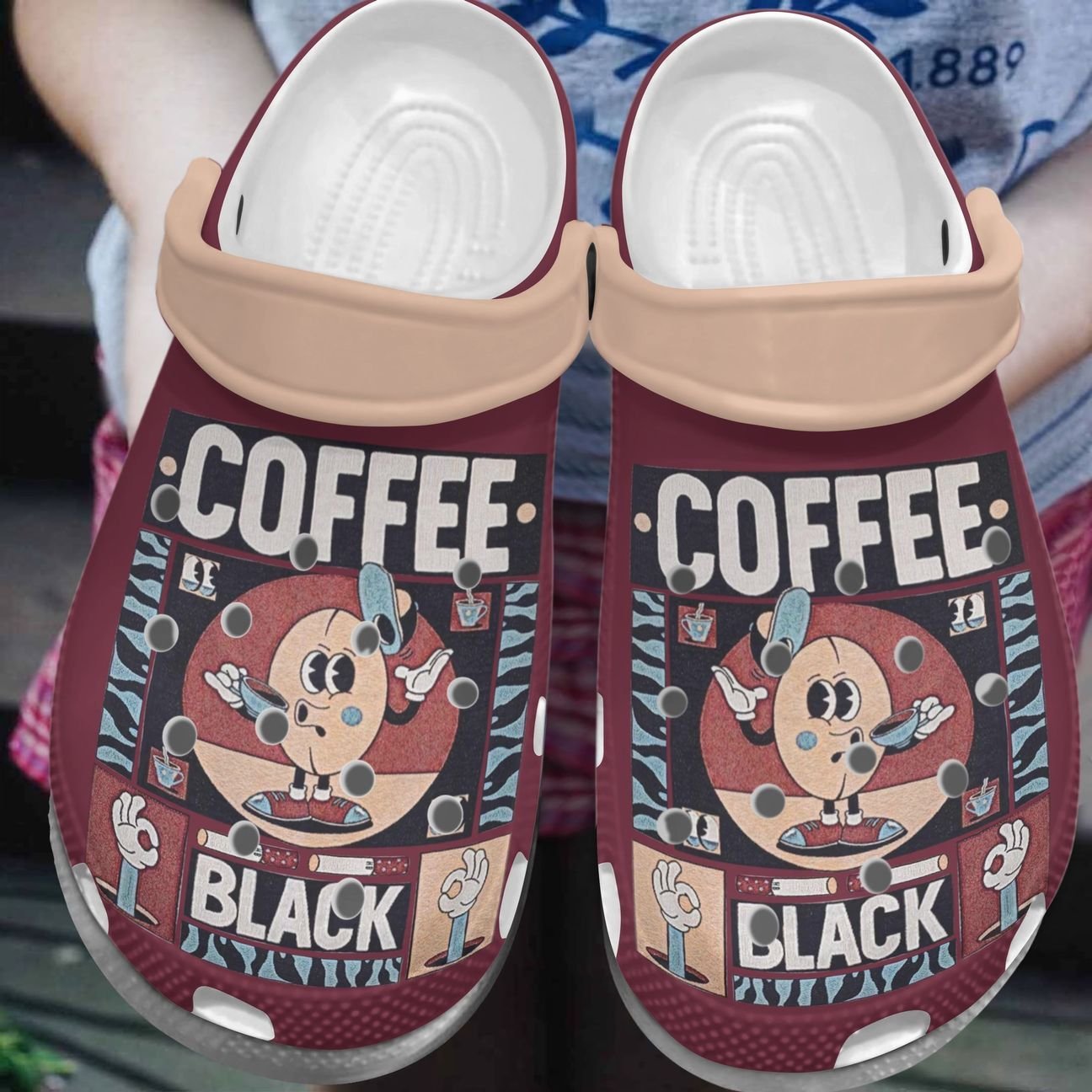 Coffee Personalized Clog, Custom Name, Text, Color, Number Fashion Style For Women, Men, Kid, Print 3D Black Coffee