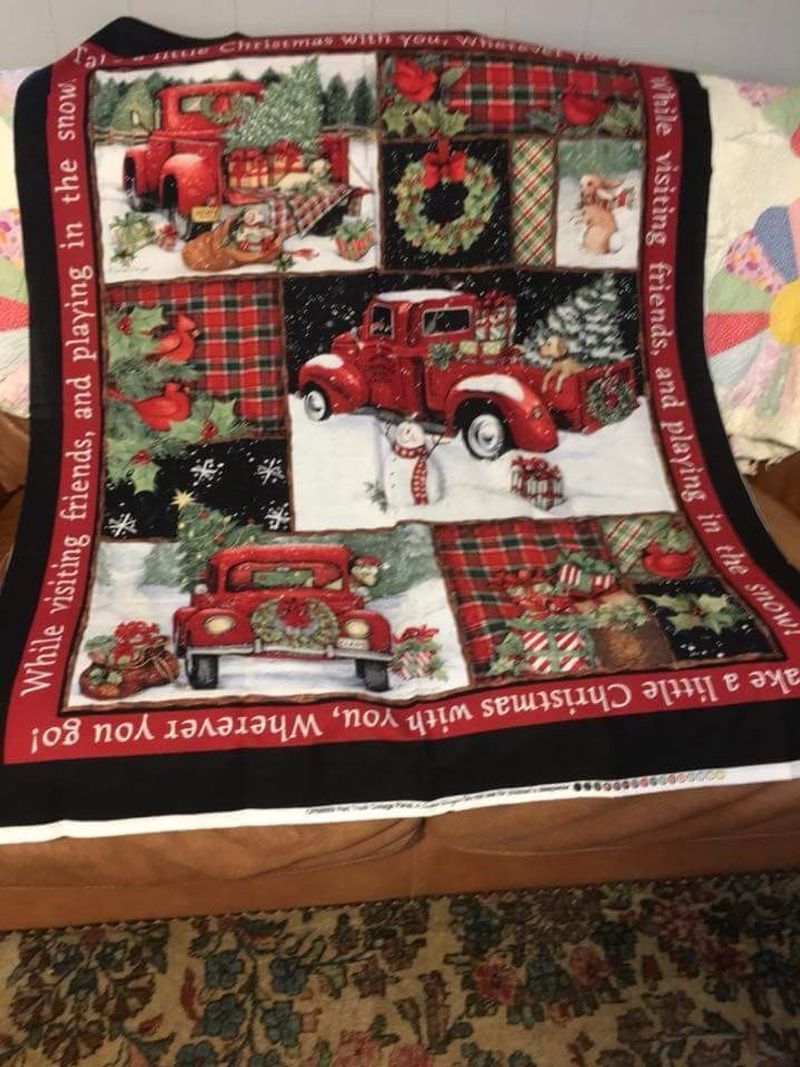 Vintage Red Truck Merry Christmas – Quilt Blanket