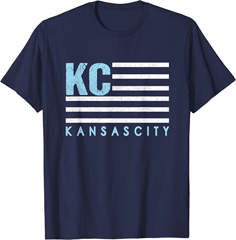 KC Flag Royal & Light blue KC Kansas City Patriotic flag T-Shirt