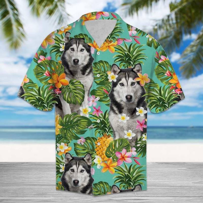 Artsyhomes Tropical Pineapple Siberian Husky Hawaiian Ha41786