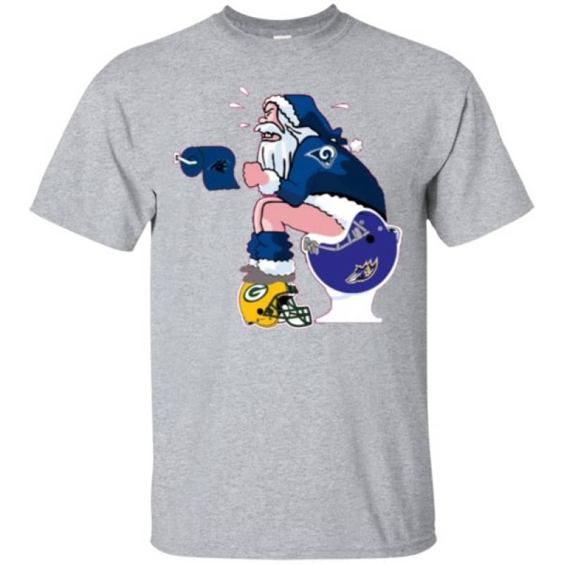 High Quality Los Angeles Rams Santa Claus Toilet Funny Christmas Shirt