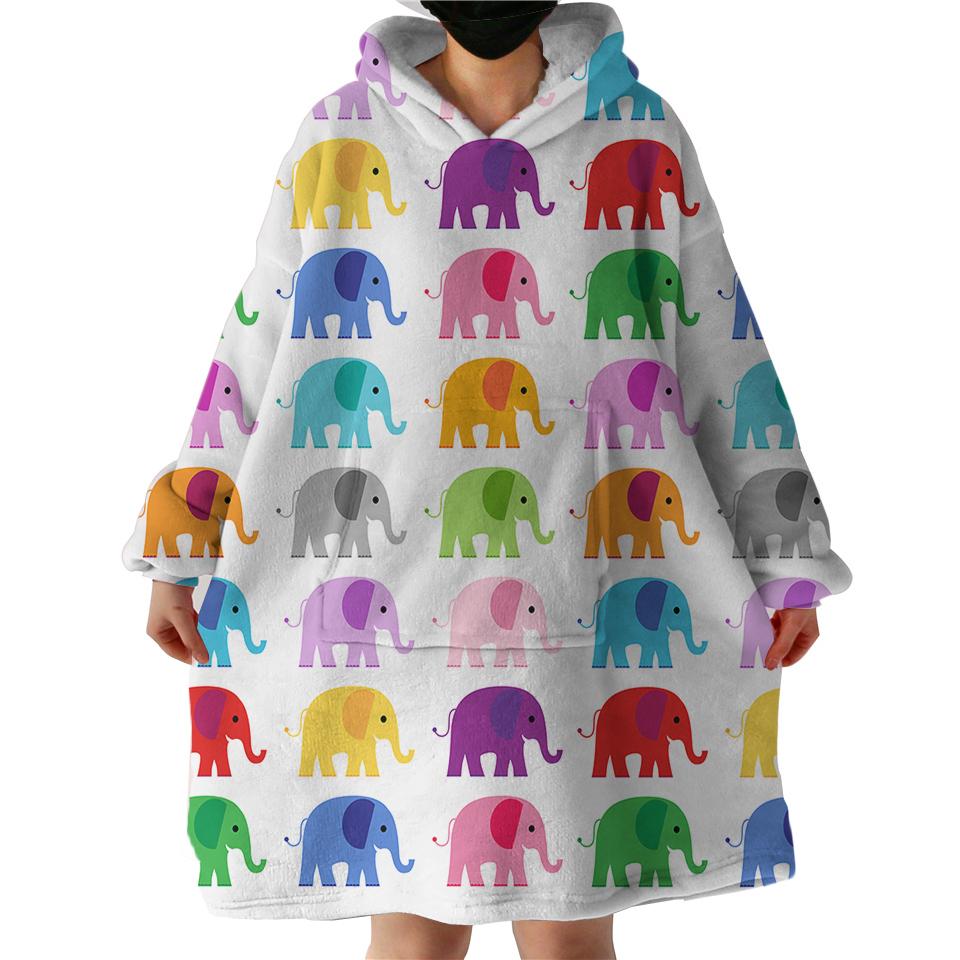 Elephants Swlf2061 Hoodie Wearable Blanket