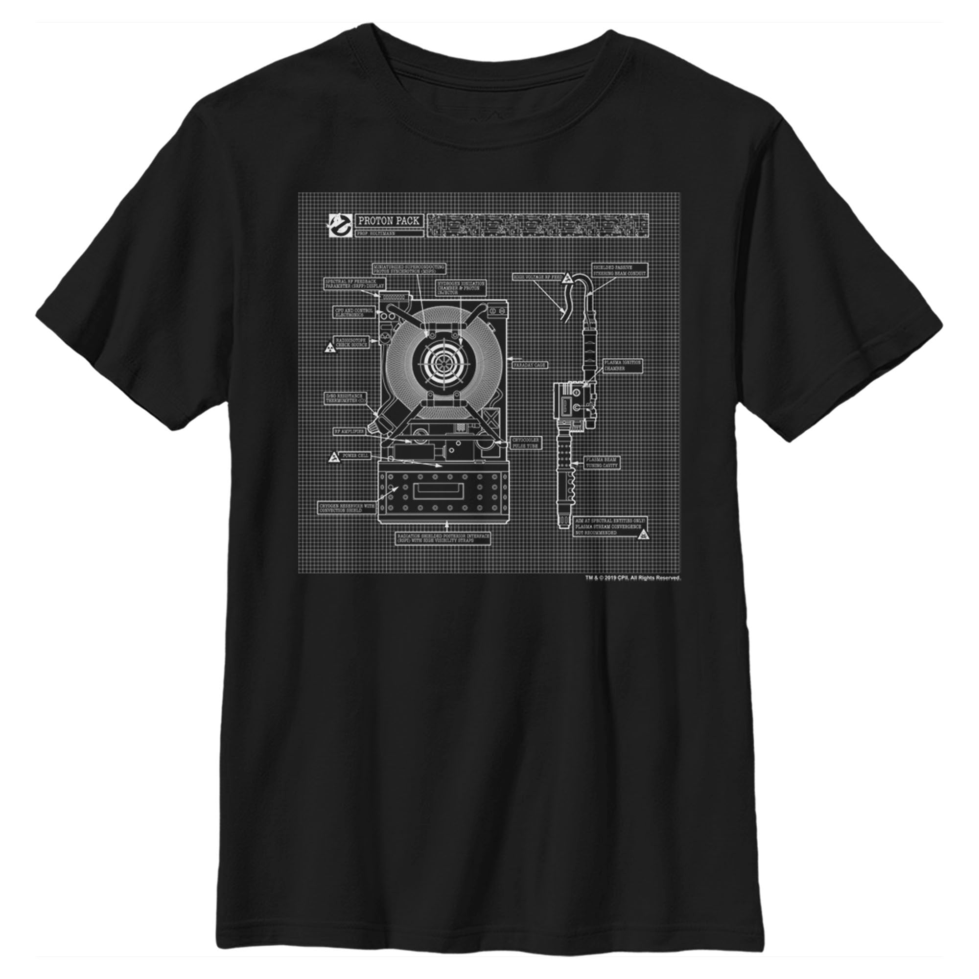 Boy’S Ghostbusters Proton Pack Blueprint T-Shirt