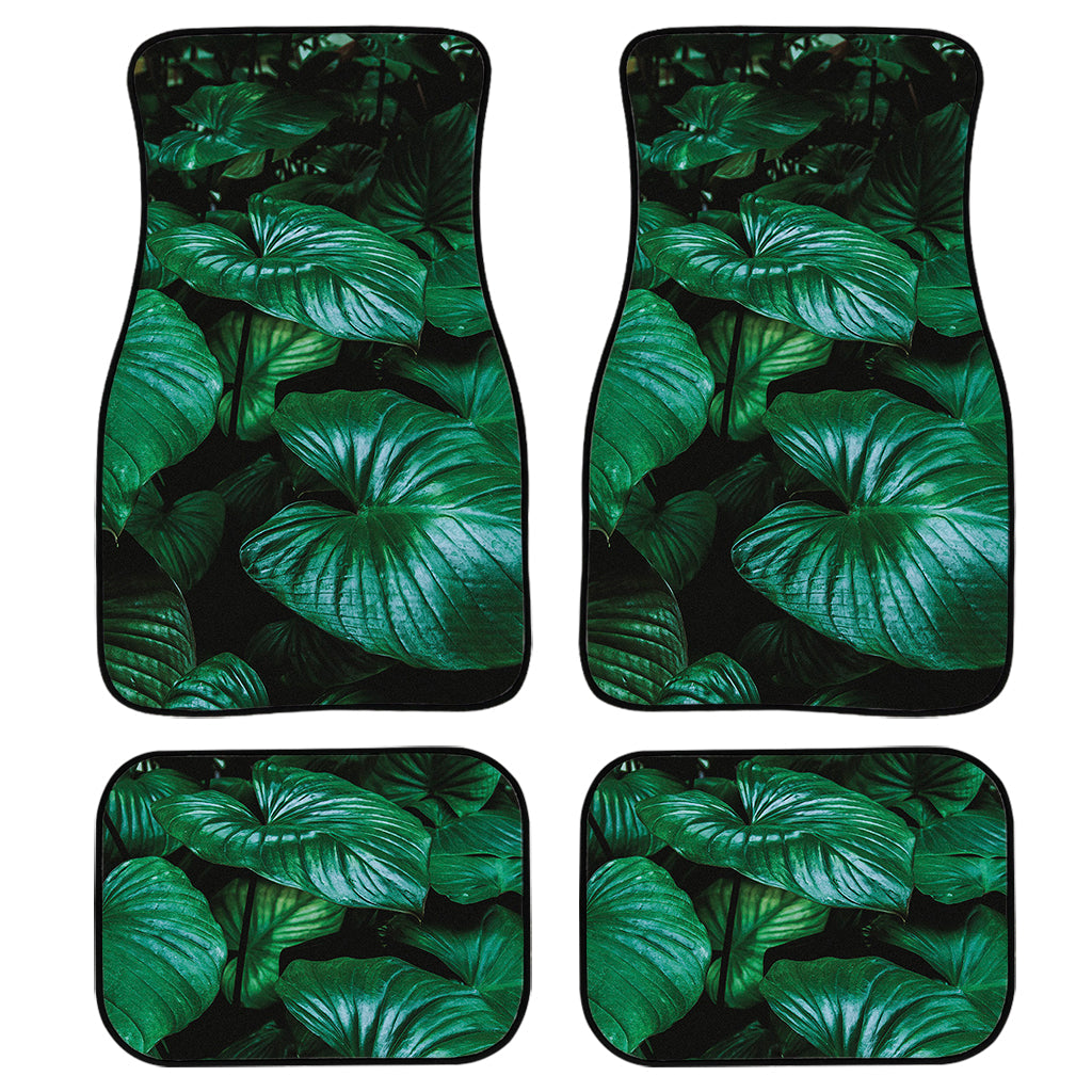 Natural Tropical Leaf Print Front And Back Car Floor Mats, Front Car Mat