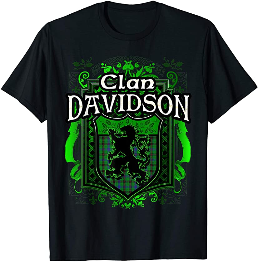 Scottish Surname Clan Davidson Tartan Lion Crest T-shirt