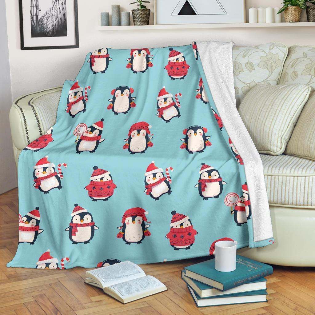 Cute Penguin Christmas Design Pattern Cla2810324F Sherpa Fleece Blanket