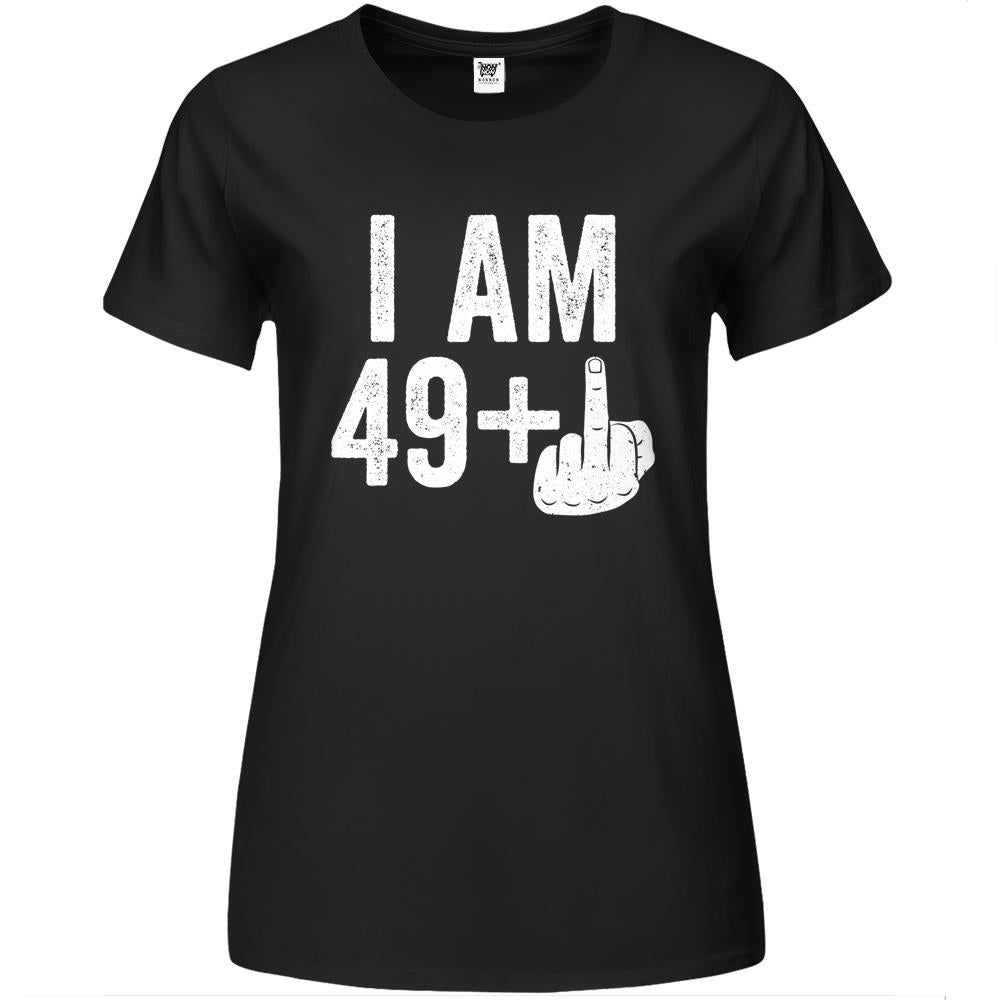 I Am 49 Plus Middle Finger 50Th Birthday Gift Premium Womens T Shirts