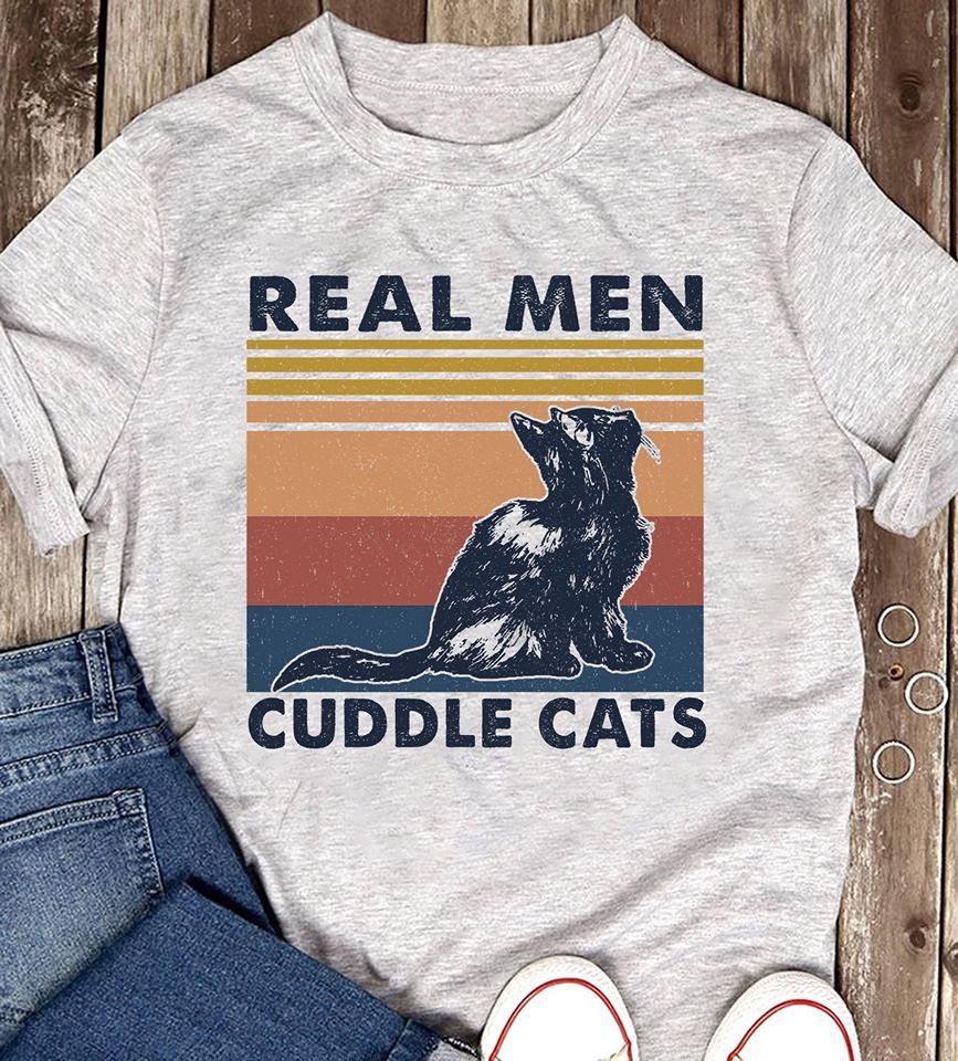 Real Men Cuddle Cats Black Cat Standard Men T-shirt