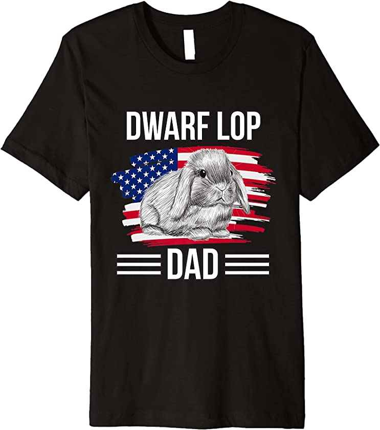 Rabbit US Flag 4th Of July Father’s Day Dwarf Lop Dad Premium T-Shirt