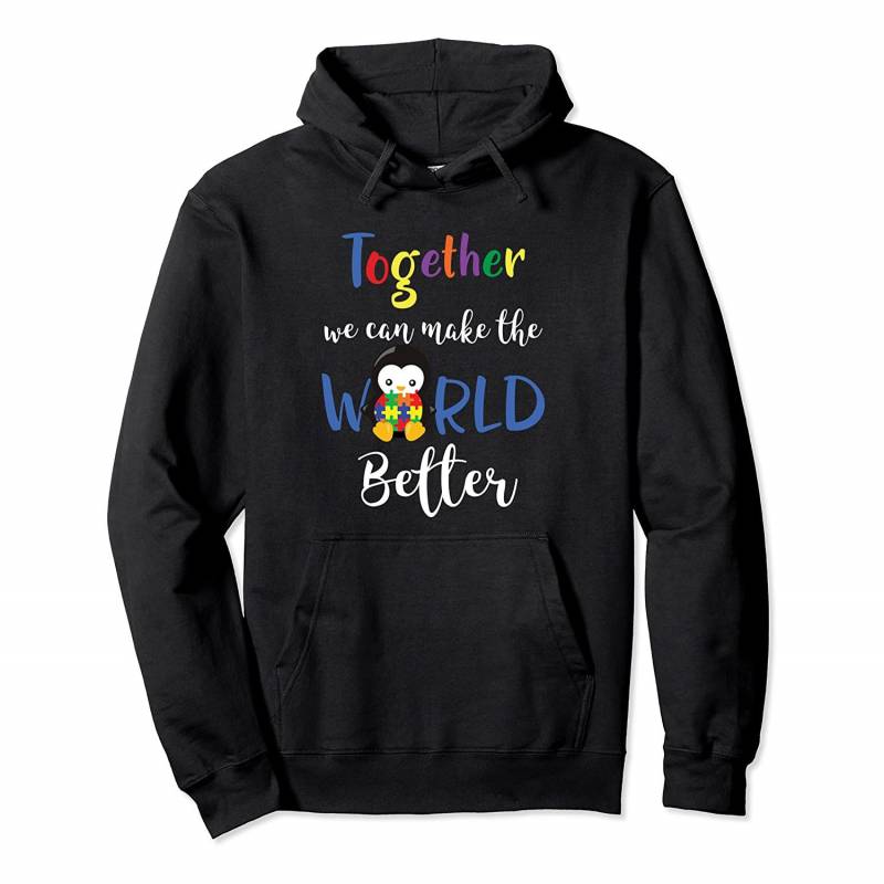 Cute Penguin Puzzle Autism Make The World Better Together Pullover Hoodie, T Shirt, Sweatshirt