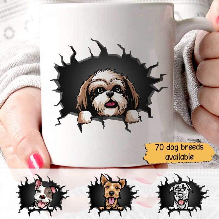 Peeking Dog Breaking Personalized Mug