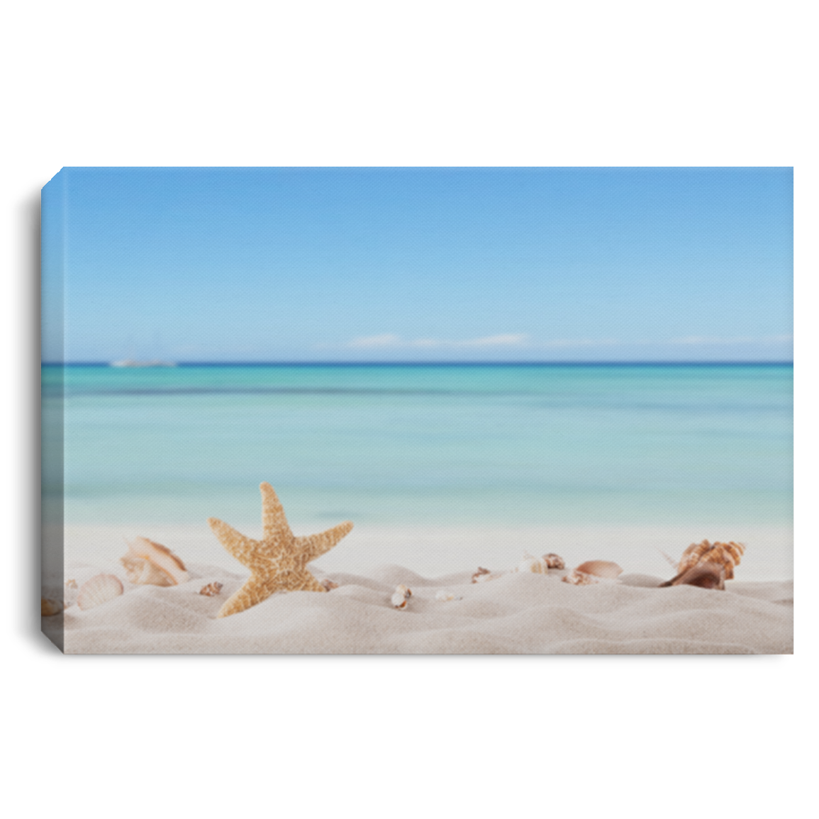 Summer Concept With Sandy Beach, Shells And Starfish Canvas For Home Decor