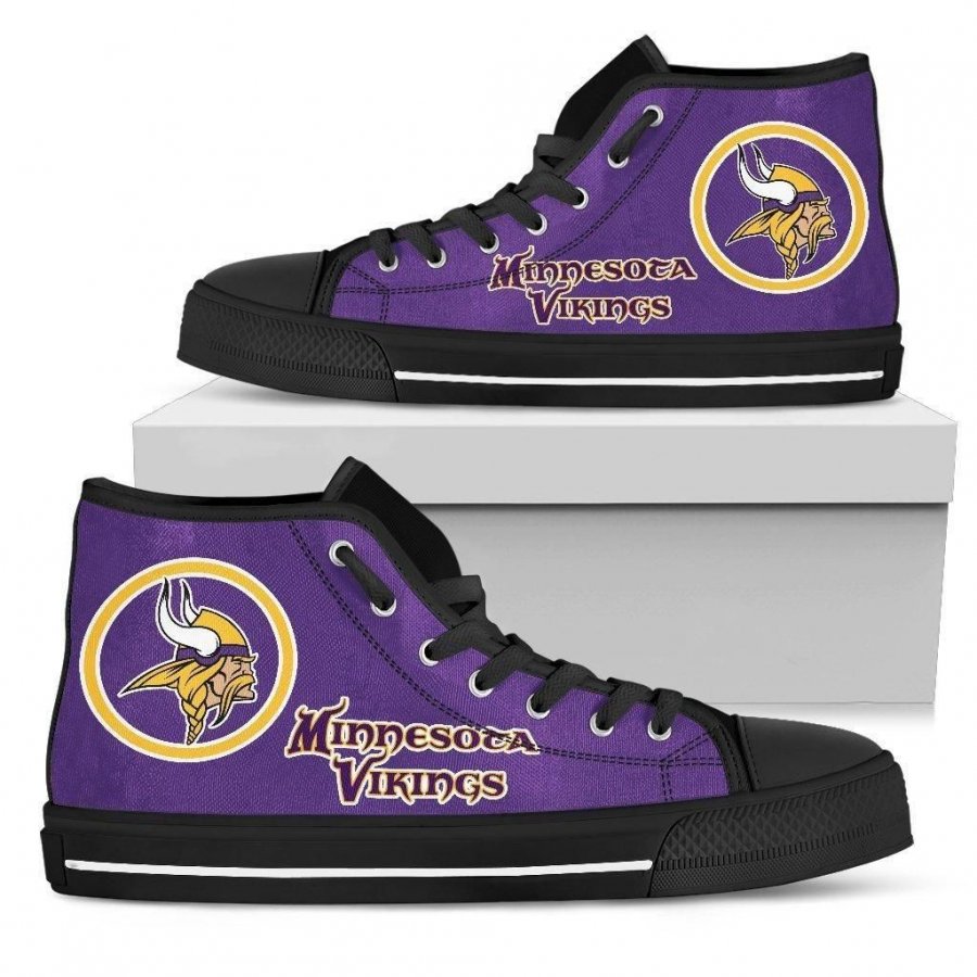 Circle Logo Minnesota Vikings High Top Shoes #934