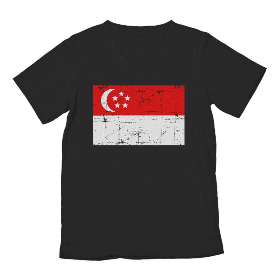 Vintage Singapore Flag V-Neck T-Shirt