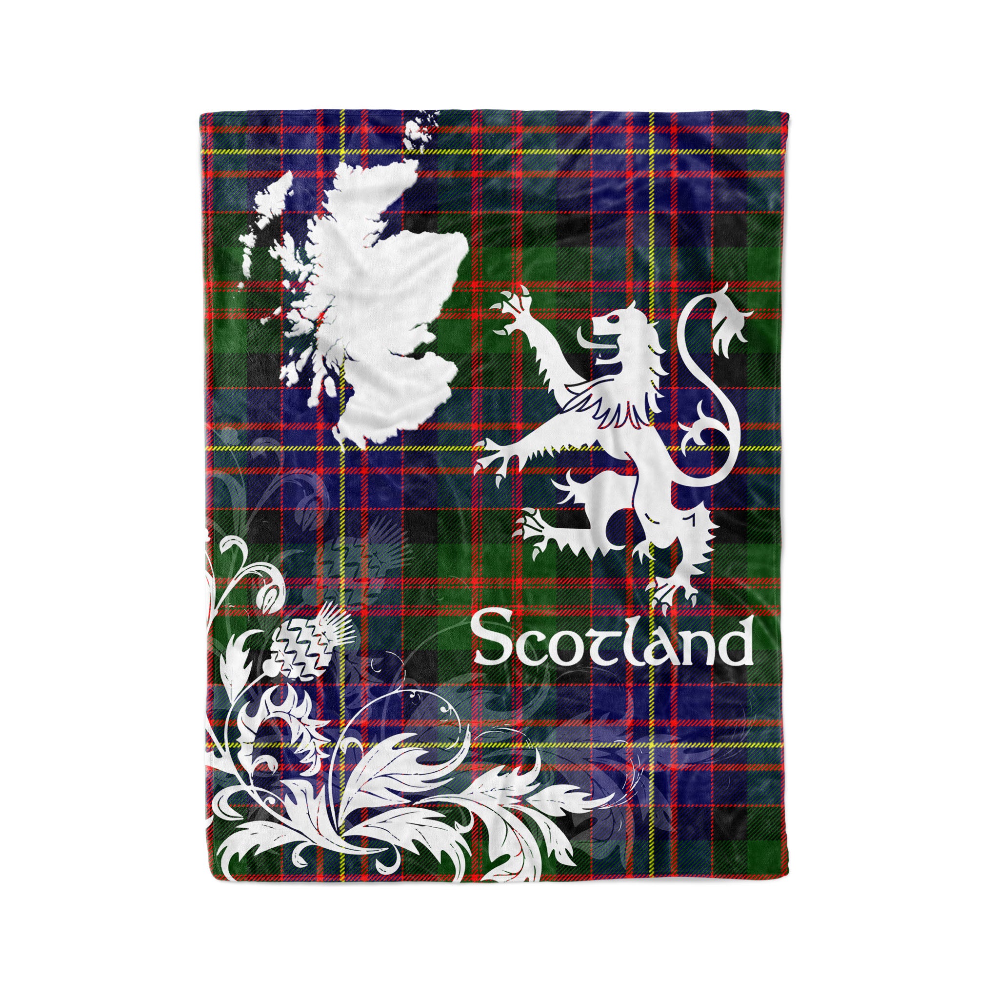 Tartan Plaid Fleece Blanket Tartan Blanket Thistle And Lion Scottish Clan Chalmers Plaid Blanket