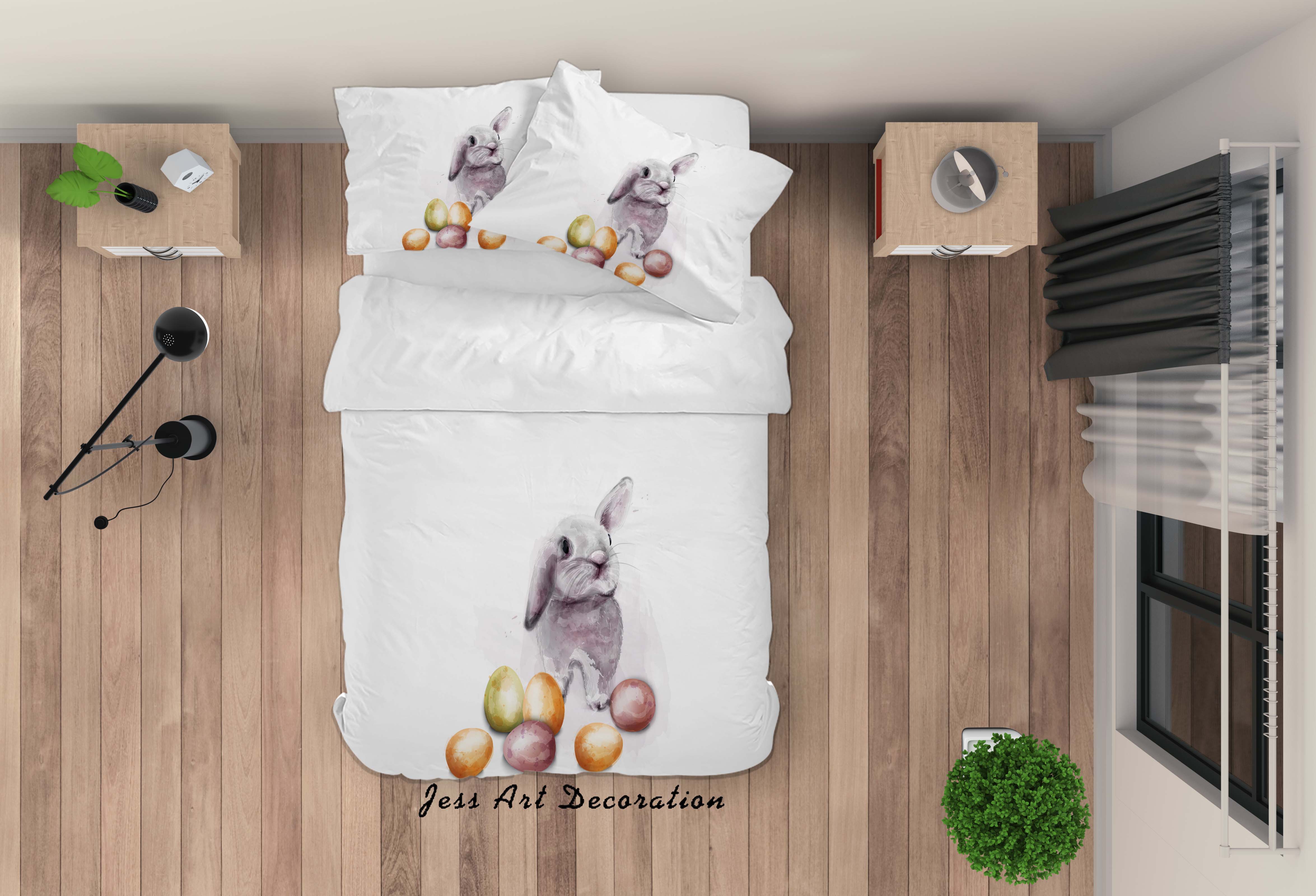 3D White Rabbit Eggs Quilt Cover Set Bedding Set Duvet Cover Pillowcases Sf91