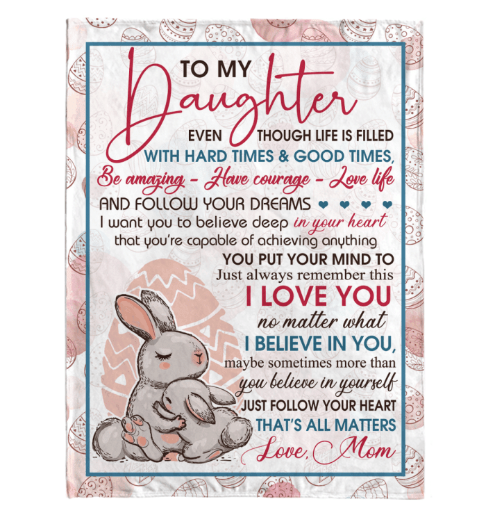 Personalized To My Daughter Even Though Life Is Filled With Hard From Mom Bunny Family Sherpa Fleece Blanket Great Customized Blanket Gifts For Birthday Christmas Thanksgiving