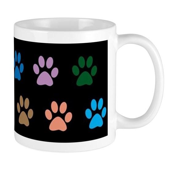 Colorful Puppy Paw Prints Pattern Mug