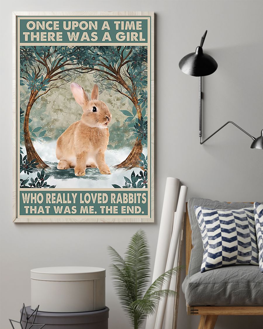 Girl Loved Rabbit Vertical Canvas And Poster | Wall Decor Visual Art