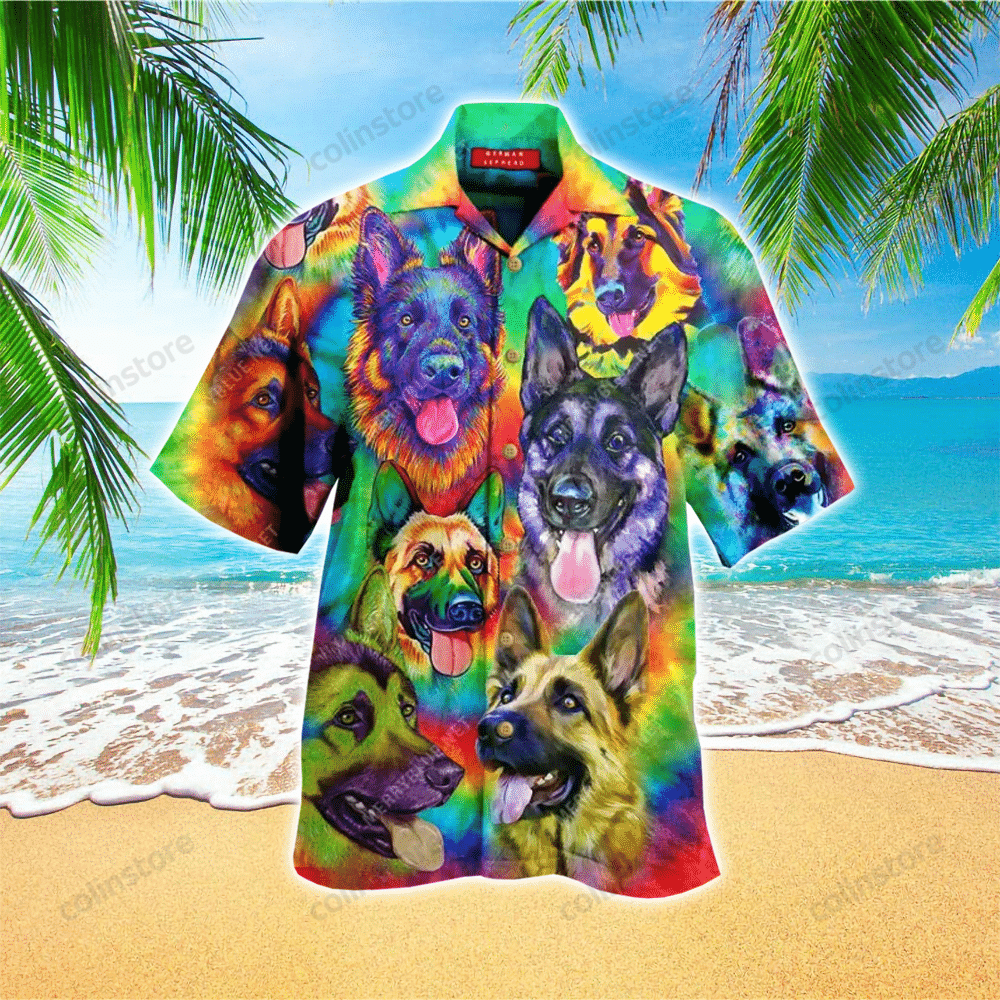 German Shepherd Dog Fashion Colorful Hawaii Shirt Aloha Ha106962