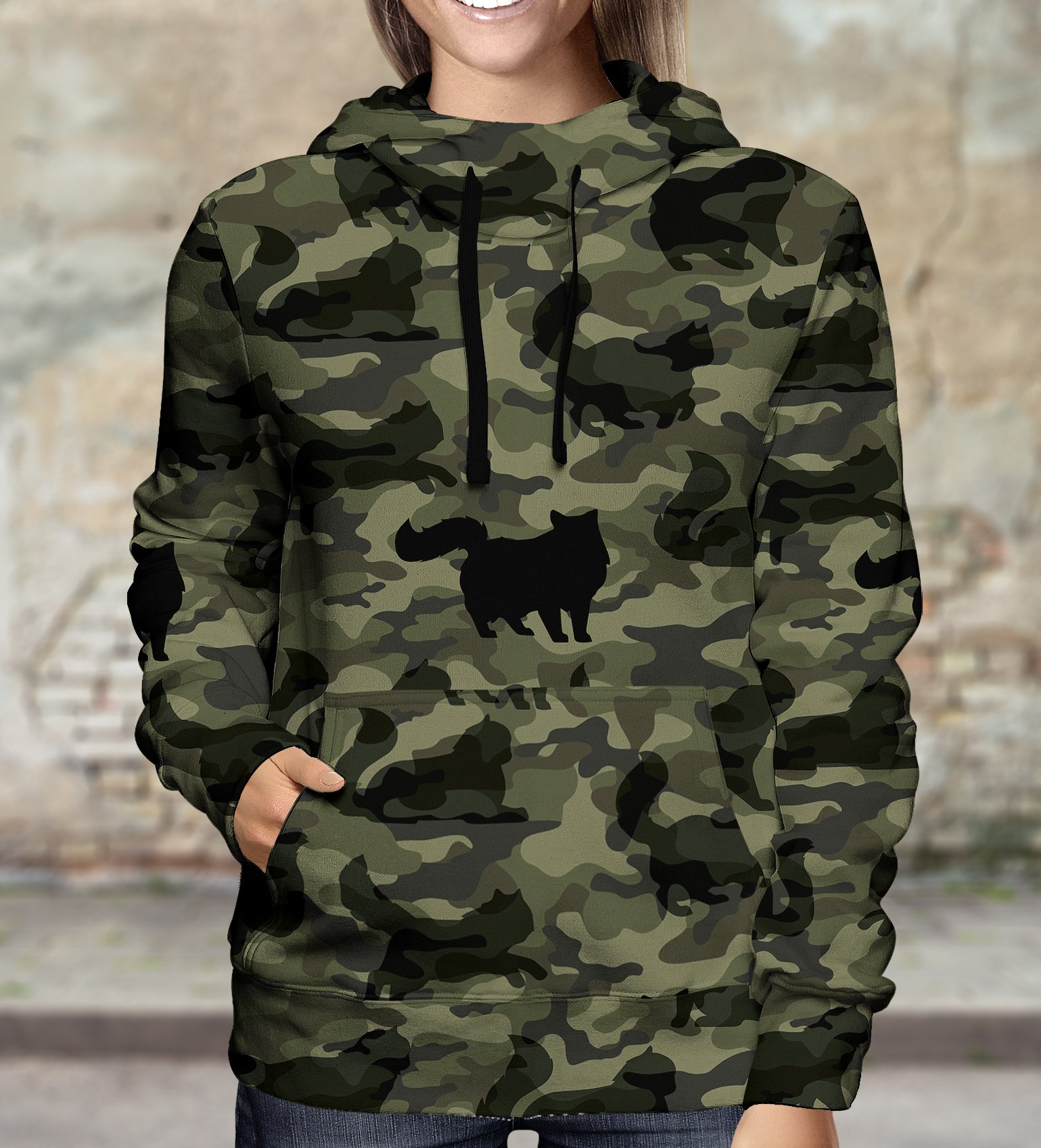 Street Style With Persian Cat Camo Hoodie V1
